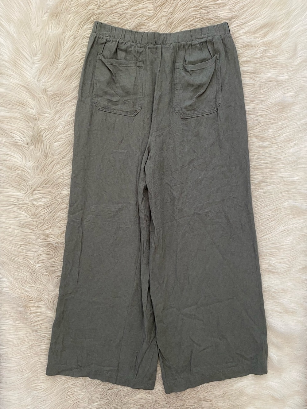 Splendid Gray Linen Blend Wide Leg Pull On Pants Trouser Minimalist Neutral M - Picture 7 of 10